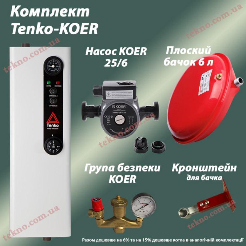 Котел КЕ 9/380 В + KOER (насос + плоский бачок + група безпеки)