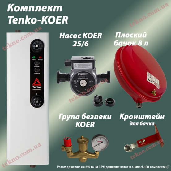 Котел КЕ 15 + KOER (насос + плоский бачок + группа безопасности)