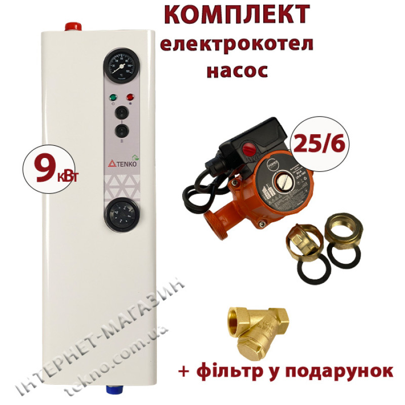 Комплект Tenko Економ 9 кВт 230 В з насосом